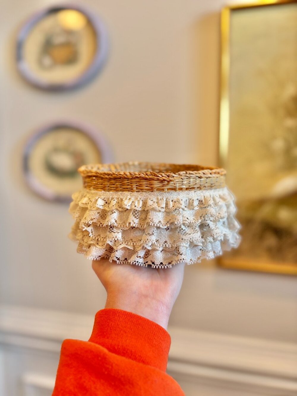 Vintage Lace Basket